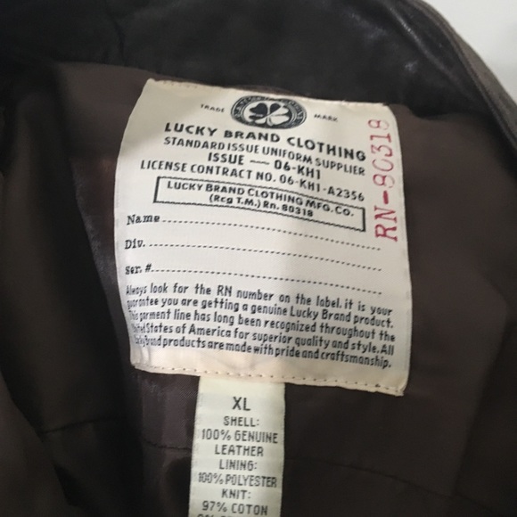 NWOT - Lucky Brand Genuine Leather Bomber  XL - Picture 5 of 5